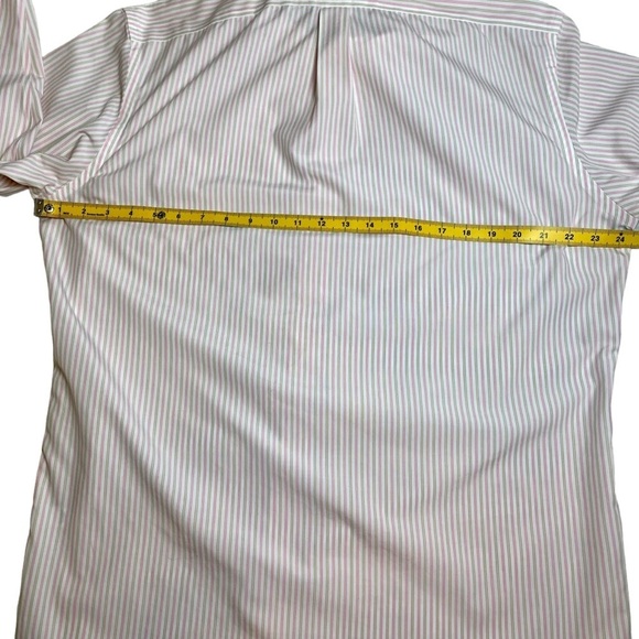 Banana Republic Mens White Pink Tan Striped Long Sleeve Button Down Dress Shirt - Picture 10 of 11